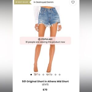 Levi's 501 Blue Denim Frayed Shorts